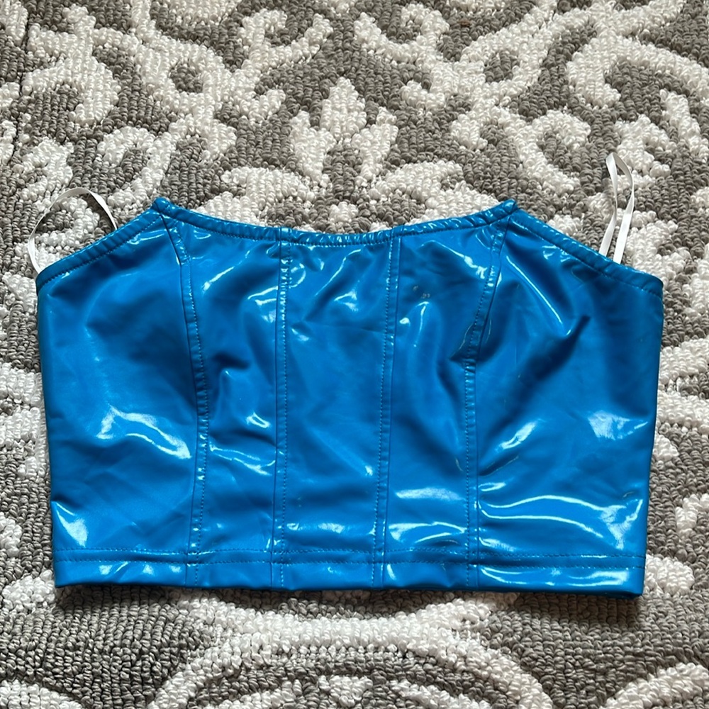 Pre-loved Shein corset tube top in blue, size small.